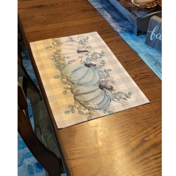 Pumpkin Placemats 8pc Fall Table Decor Thanksgiving Halloween Plaid Decorations - Picture 8 of 8